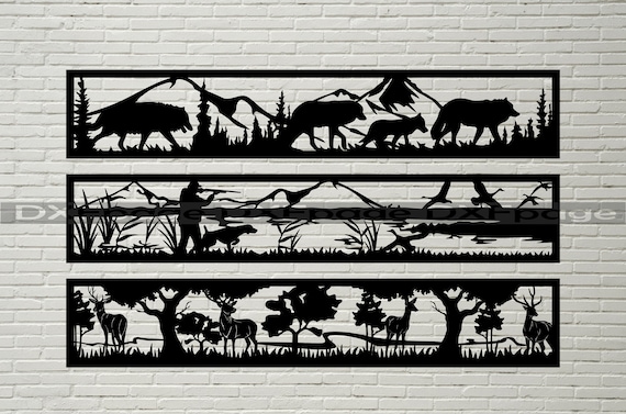 3 Wildlife Scene DXF Stencil Svg Cut File for Cricut Dxf - Etsy