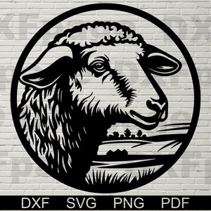 Pecora SVG, file dxf per laser, file SVG per Cricut, cartello animale fattoria svg, file dxf per plasma, arredamento ranch, clipart agnello, regalo d'arte murale
