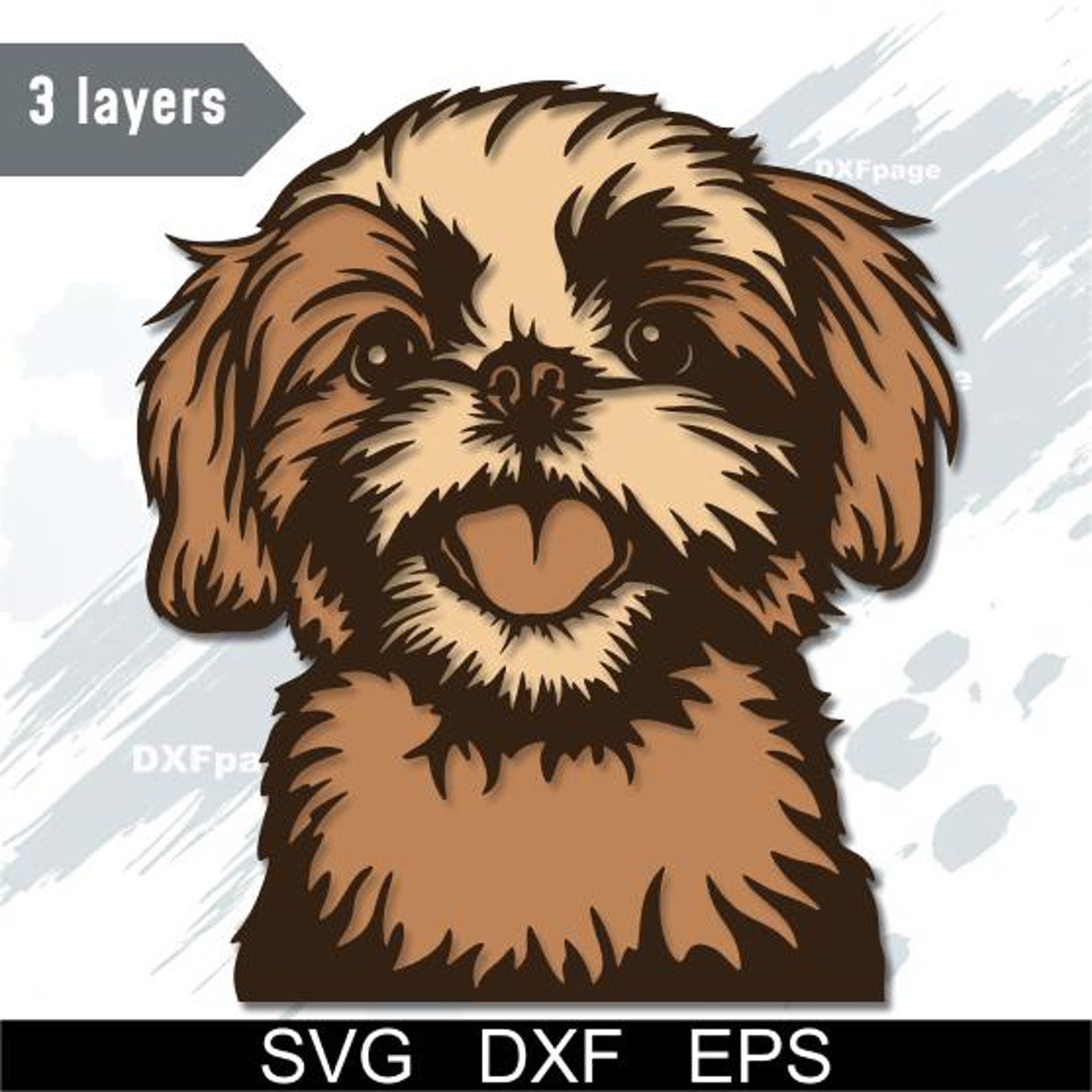Shih Tzu Dog Multilayer SVG, DXF Laser Cut, 3D Dog, Layered Dog Plywood ...