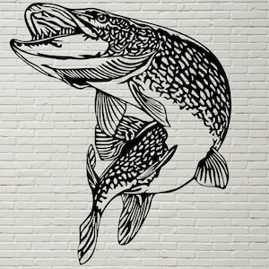 Pike Svg Cut File, Pike Fishing svg, Ice Fishing, Silhouettes dxf file, funny Design, Files for Cricut, Clip art, Fisherman vinyl, lake life