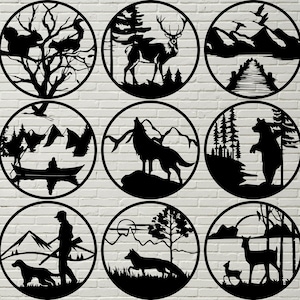 9 Round DXF Panels, SVG cut files silhouette, dxf files for plasma, dxf files for laser, files for cnc, svg file for cricut, wall  decor dxf