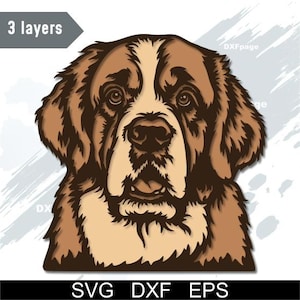 Saint Bernard multilayer SVG, DXF laser cut, 3D dog, Layered Plywood, Paper cutting, cnc, hunting dog cricut, Wooden Decor Template, mandala