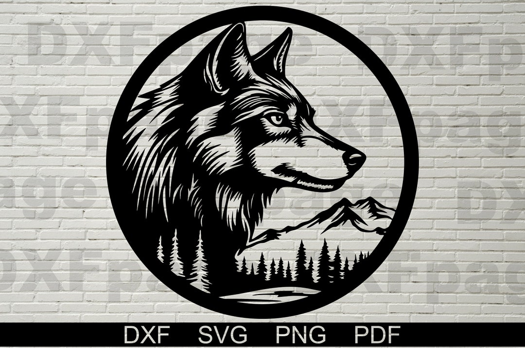 Wolf Scene DXF Cut File, Svg File for Cricut, Plasma Cnc, Laser ...