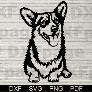 Corgis SVG, Pembroke Welsh dxf, SVG für Cricut, Hund Clipart Schnittdatei, Holz Vektor-Porträt, Vinyl-Shirt-Design, dxf-Datei für Laser-Cnc, png