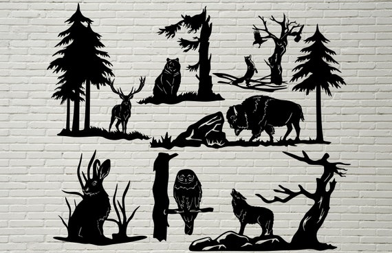 Download Animal Scene Svg Forest Dxf Stencil Wildlife Dxf For Plasma Etsy