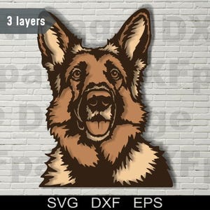 Deutscher Schäferhund multilayer SVG, DXF Laserschnitt, 3D Hund, Layered Dog Sperrholz, Scherenschnitt, cnc, cricut, Mandala, Holzdekor Vorlage