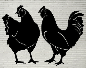 Chicken Silhouette Svg DXF, chicken cnc file, rooster svg, dxf file for plasma, svg cricut, Chicken Clipart, vinyl, Farm bird laser engraved