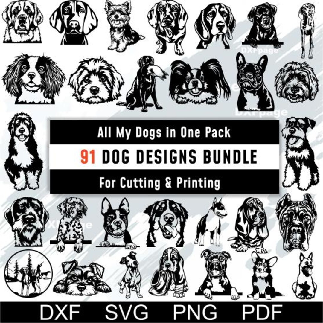 Dog SVG Bundle, Complete Dog Breeds PNG DXF for Cricut, Silhouette ...