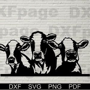 Cow SVG, dxf file for laser, SVG File for Cricut, farm animal sign svg,  dxf file for plasma, ranch decor, cow head, bull clipart, Peeking