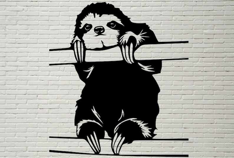 Download Sloth SVG Cut Files Cute Sloth clipart Silhouettes dxf ...
