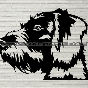 GWP dog SVG, German Wirehaired Pointer clipart, Cut file file for Cricut, vector art portrait, vinyl shirt design, dxf file for laser cnc