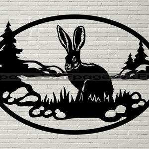 Hare SVG DXF, Animals cut file laser, Wildlife cnc wood wall décor, Rabbit svg pour Cricut, Silhouette dxf, papercut template, Hare clipart