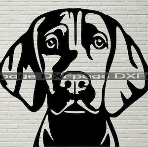 Vizsla Dog SVG, Silhouettes dxf, SVG para Cricut, archivo de corte de clipart para perros, retrato vectorial de madera, diseño de camisa de vinilo, archivo dxf para cnc láser, png