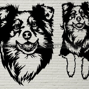 Australische Reine SVG, Silhouette Dxf, SVG für Cricut, Aussie Hund Clipart, Holz Vektor Porträt, Vinyl-Shirt-Design Dxf-Datei für Laser cnc