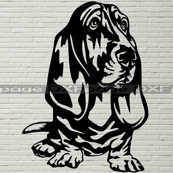 Basset hound SVG, Silhouettes dxf, Dog Peeking SVG for Cricut, Basset hound clipart, laser Cut file, iron on, vector, vinyl shirt design