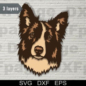 Border Collie SVG multicouche, DXF découpé au laser, chien 3D, contreplaqué de chien en couches, découpe de papier, cnc, cricut, mandala, modèle de décoration en bois