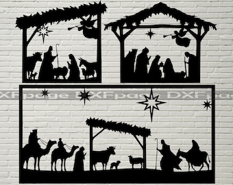 Nativity SVG, Christmas Cut file,  Nativity scene svg, Silhouette dxf, svg Files for Cricut, Vinyl clipart, Christmas decorations, laser cnc