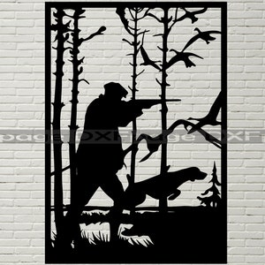 Jagd panel dxf , Hunter svg, dxf files for plasma, laser cutting, Duck Hunting, svg cricut, dog clipart, Decorative Metal Railing art