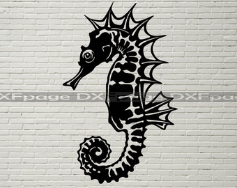 Seahorse Svg, Ocean animals svg, Silhouette dxf, cricut svg, Seahorse Clipart, laser cut file, vector aquatic, dxf for plasma cnc, Fish Svg