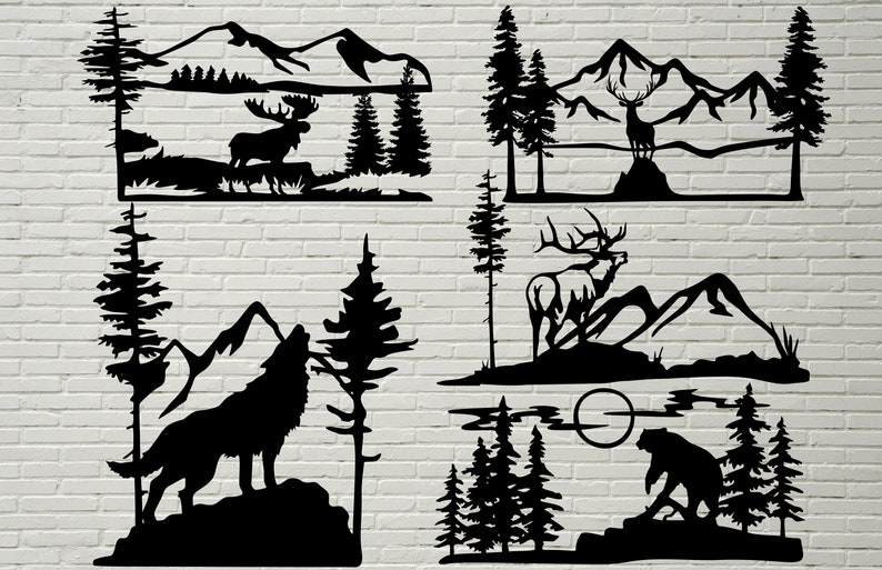 Download Wildlife stencil Dxf bundles svg cut file dxf files for | Etsy