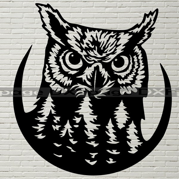 Owl cut file, Owl Silhouette dxf, SVG for Cricut, Owl clipart, laser cut, vinyl shirt design, dxf file for plasma, bird cnc, wood wall art