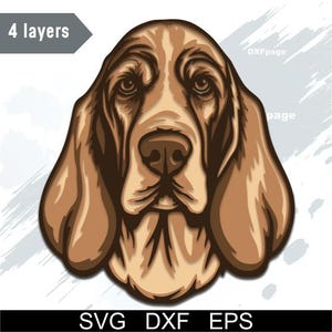 Basset hound multilayer SVG, DXF laser cut, 3D dog, Layered Dog Plywood, Paper cutting, cnc, cricut, mandala, Wooden Decor Template