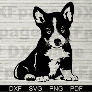 Welpe Corgis SVG, Corgis Silhouette Dxf, SVG-Dateien für Cricut, Haustier Clipart, Hund geschnitten Datei, Tier svg, bedruckbar, Vektorhund, Pembroke Welsh