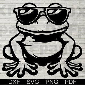 Frosch mit Brille Muster, DXF-Datei für Laser, lustige Tiere svg, Metall-Holz-Schild, Cricut svg, Clipart, Schneidedatei, Vektor aquatisch, dxf laser cnc