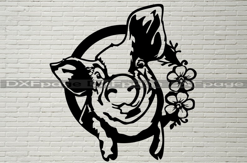 Download PIG DXF pig head svg farm animal svg Silhouettes dxf file ...