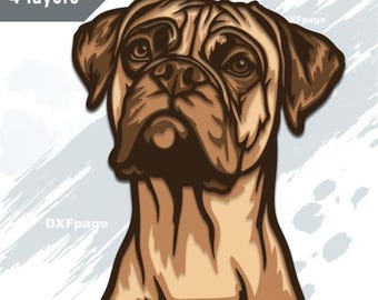 Boxer Hund multilayer SVG, DXF Laserschnitt, 3D Hund, Layered Dog Sperrholz, Scherenschnitt, cnc, cricut, Mandala, Holzdekor Vorlage, Schaukasten