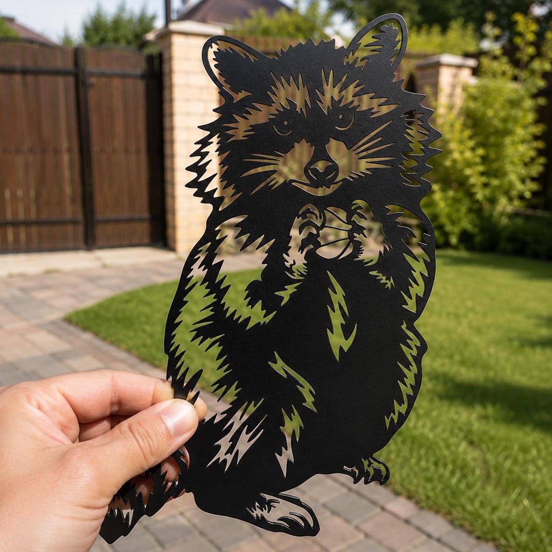 Funny Raccoon SVG Laser Cut File, CNC Plasma DXF, Wood Decor