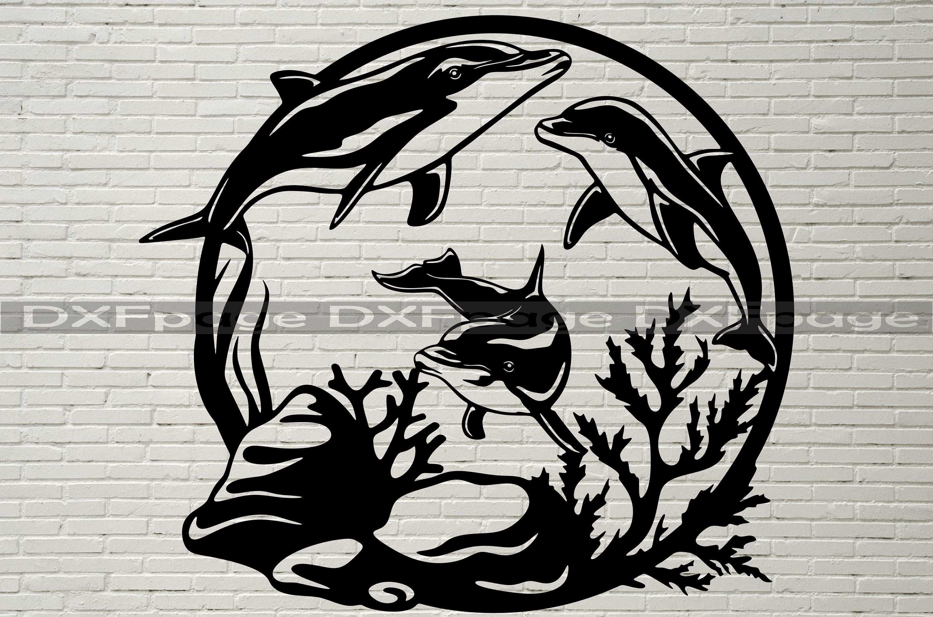 Ocean Scene SVG Dolphin DXF Cut File for Laser Dxf for Etsy Hong Kong