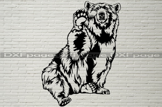 Bear SVG, Funny Wild Animals cut file, dxf for plasma, Grizzly Bear cnc wood wall decor, svg for Cricut, Silhouette, vinyl design, metal art