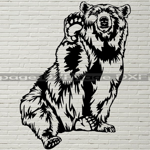 Bear SVG, Funny Wild Animals cut file, dxf for plasma, Grizzly Bear cnc wood wall decor, svg for Cricut, Silhouette, vinyl design, metal art