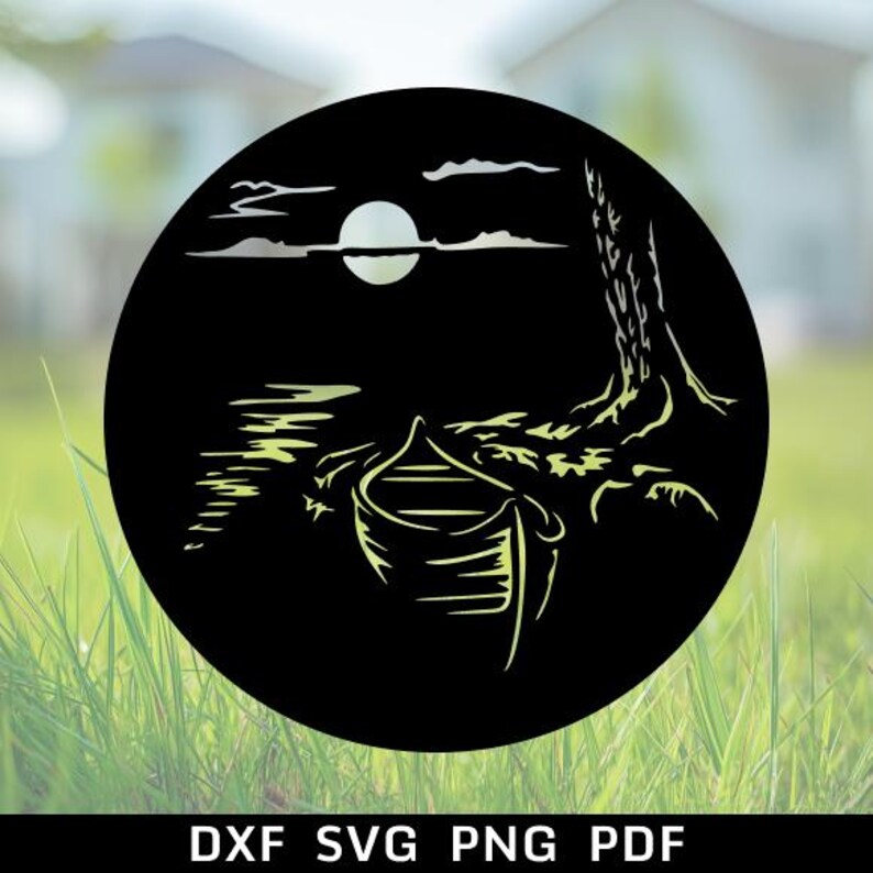Boat Scene SVG, yacht dxf laser cut, dxf files for plasma, cnc file, SVG for cricut, Silhouette, papercut template, Metal Art image 3