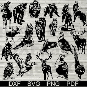 Animal Svg Bundle, DXF cut file, svg cut file for cricut, dxf files for plasma cnc, laser cut, Vector Animals, wood wall decor, metal panels