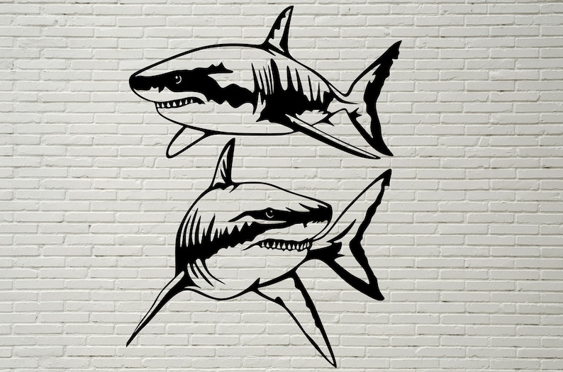 Download Shark SVG DXF Tiger shark cut file for laser dxf for ...