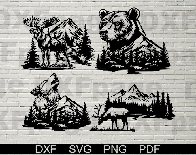 Wildlife Forest Scene Panels Svg Dxf – Railings Deer, Elk, Fish, Ducks ...