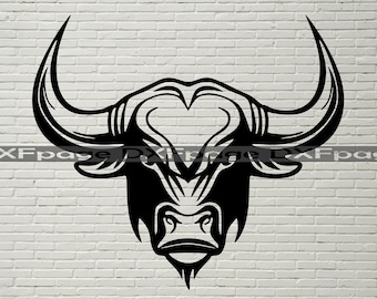Raging Bull Head SVG, Dxf-Datei für Laser, SVG-Datei für Cricut, Farm Tier Zeichen, Dxf-Datei für Laser Dekor, Stier Clipart, Büffel png