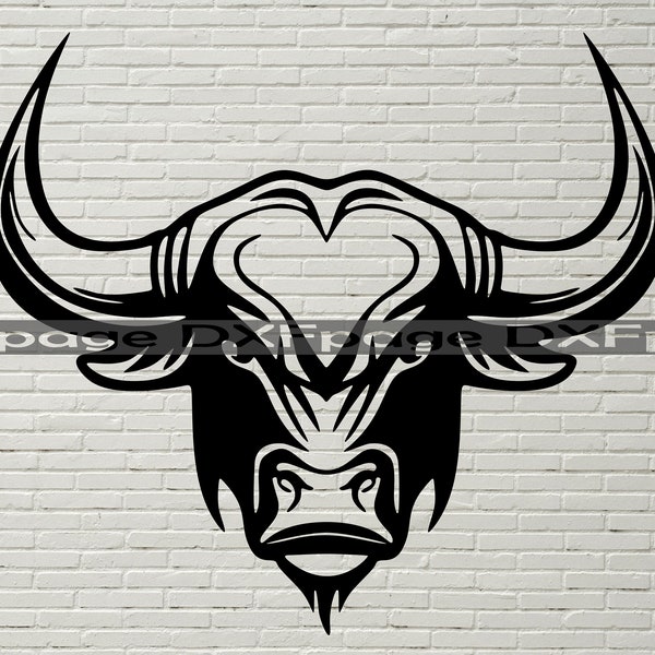 Raging Bull Head SVG, dxf file for laser, SVG File for Cricut, farm animal sign, dxf file for plasma, ranch decor, bull clipart, Buffalo png