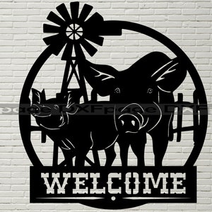 Willkommensschild DXF CNC, Schwein Svg, Dxf-Datei für Laser, SVG-Datei für Cricut, Silhouette Dxf, Bauernhof Tier Svg, Dxf-Datei für Plasma, Ranch Dekor
