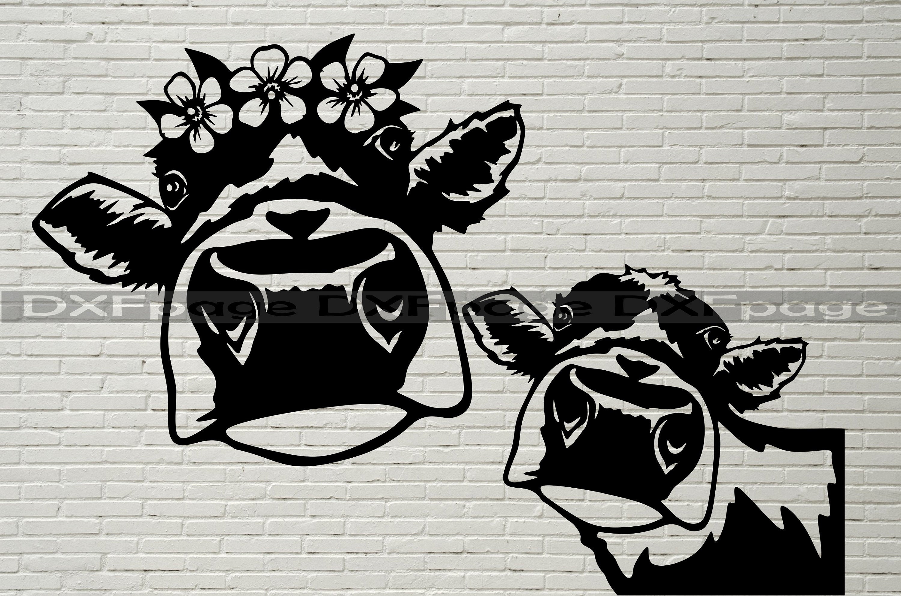 Peeking Cow Face Clipart Printable Art Cow Silhouette Glowforge Cow In 