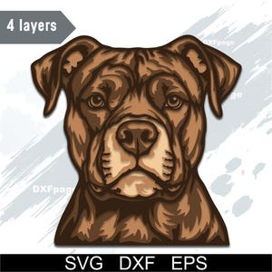 PitBull multilayer SVG, DXF laser cut, 3D dog, Layered Dog Plywood, Paper cutting, cnc, cricut, mandala, Wooden Decor Template, Shadowbox