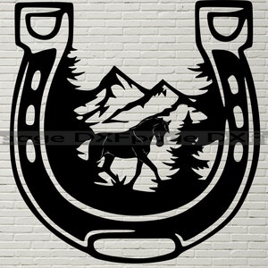 Hufeisen SVG DXF, Pferd Clipart, Tiere geschnitten Datei für Laser, Dxf für Plasma, Cnc-Datei, Vinyl-Dekor, Svg für Cricut Pferd Silhouette Aufkleber