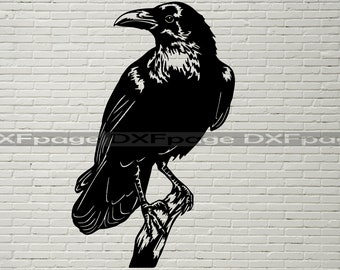 Raven svg, Raven Silhouette dxf, SVG for Cricut, Raven clipart, laser cut file, vinyl shirt design, dxf file for plasma, Crow svg, bird cnc