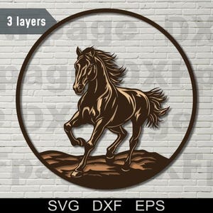 Paard meerlaagse SVG, DXF lasergesneden, 3D hond, gelaagd multiplex, papier snijden, cnc, boerderij cricut, mandala, ranch houten decorsjabloon