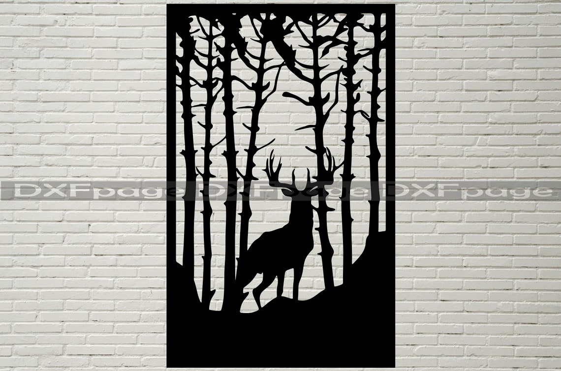 Deer Scene, DXF Stencil, Svg Cut File for Cricut, Dxf Files for Plasma ...