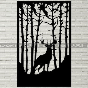 Hirsch Motiv, DXF Schablone, SVG Schnittdatei für Cricut, Dxf Dateien für Plasma CNC, Laser cut, Vektor Tiere, Holz Wand Dekor, Metall Panel, CNC