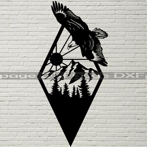 Eagle scene, DXF cut file, svg cut file for cricut, dxf files for plasma cnc, laser cut, Vector Eagle, wood wall decor, metal panels