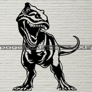 T-Rex Svg Cut File, Fichier dxf Dinosaur Silhouette, Fichiers SVG pour Cricut, Tyrannosaurus Rex Clipart, fichier vinyle chemise, plasma dxf, découpe laser